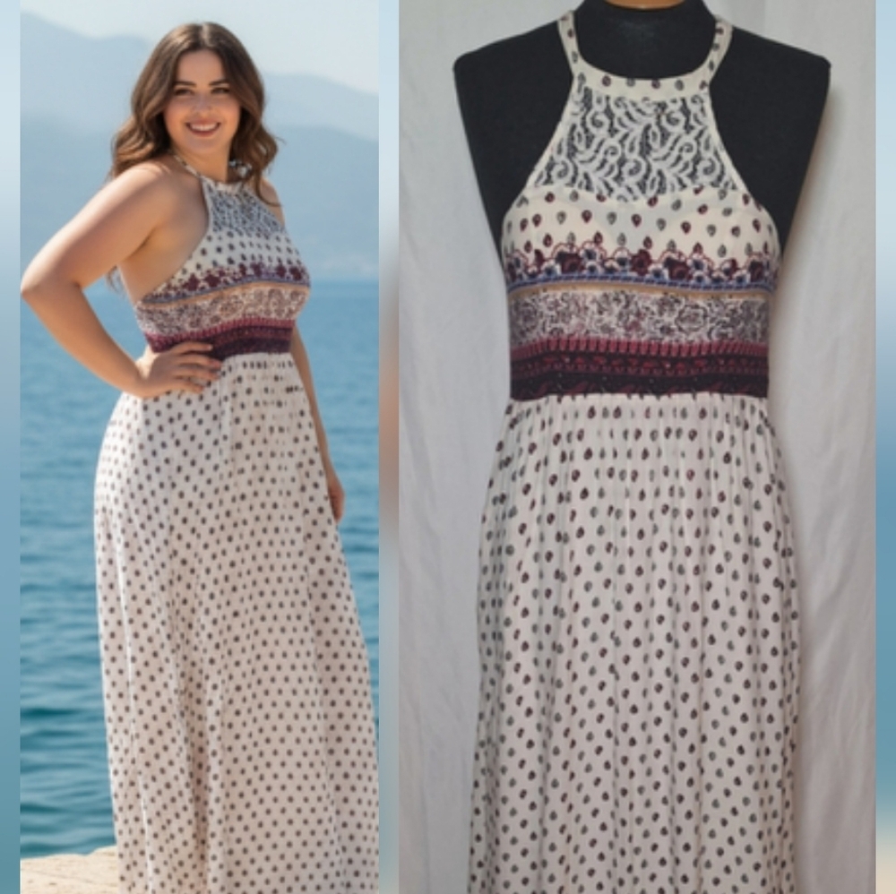 Women's Listicle Dress, Size S, White & Red